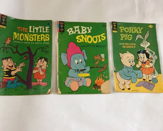 3 Gold Key Comics Baby Snoots, Little Monsters, Porky Pig & Bugs