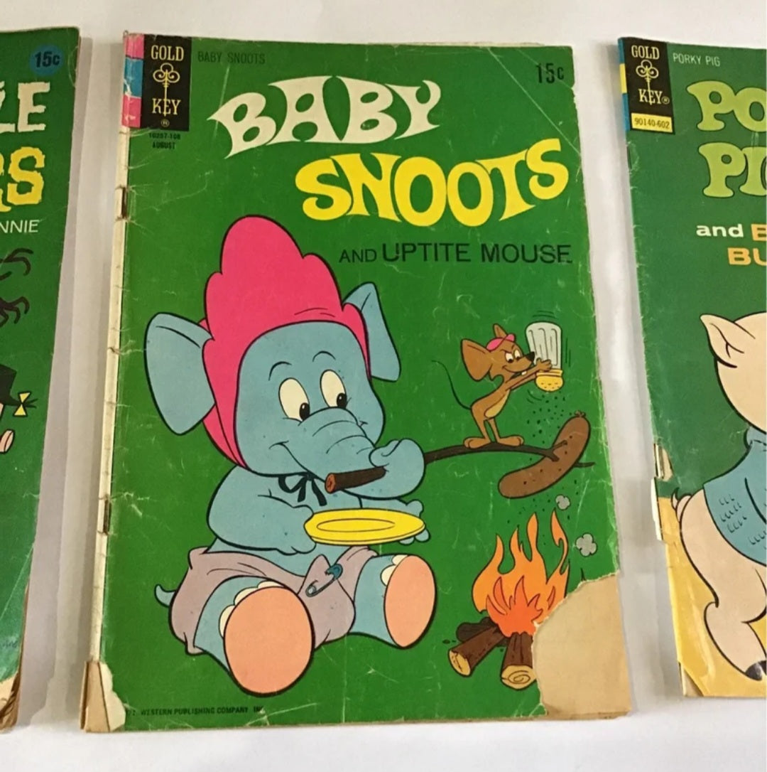 3 Gold Key Comics Baby Snoots, Little Monsters, Porky Pig & Bugs