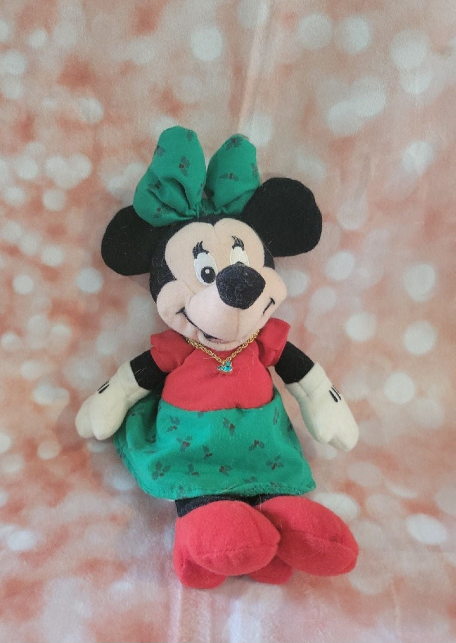 Disney Store Minnie Mouse Plush with Turquoise Austraian Crystal Necklace - 8"