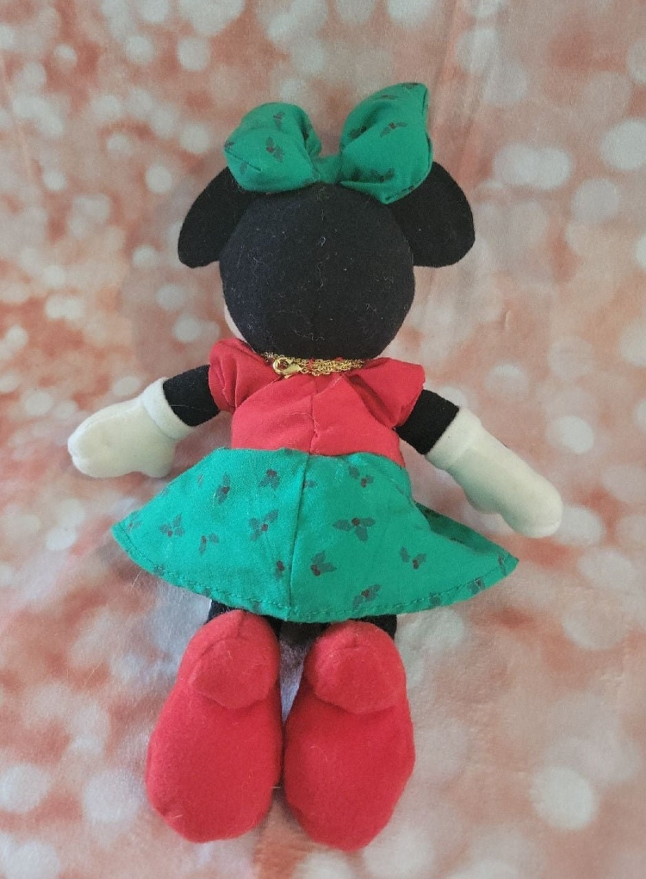 Disney Store Minnie Mouse Plush with Turquoise Austraian Crystal Necklace - 8"