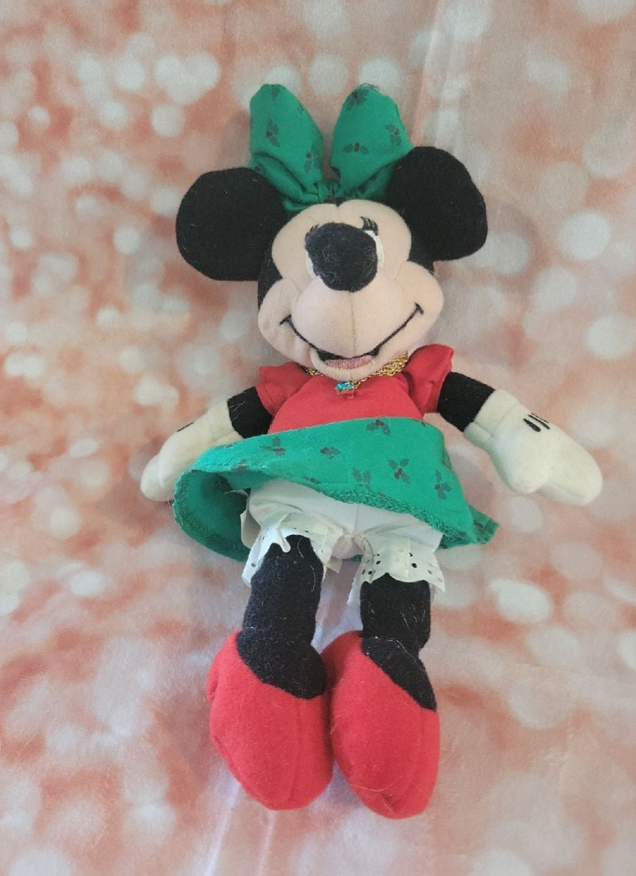 Disney Store Minnie Mouse Plush with Turquoise Austraian Crystal Necklace - 8"