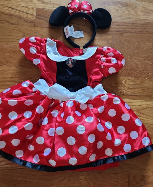 Disney Girls Minnie Mouse Dress costume with Ears costume  size XS