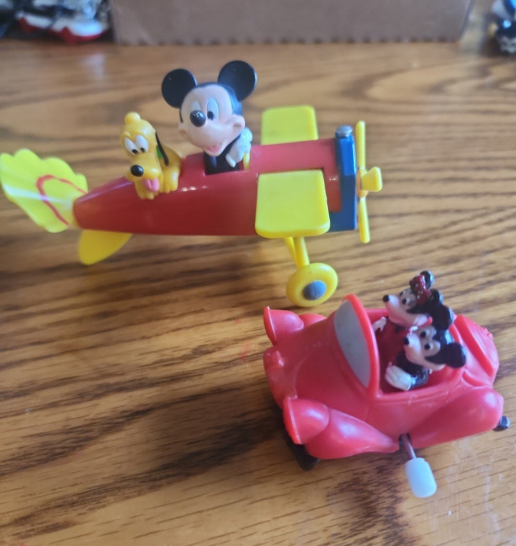 Disney Mickey Mouse and Pluto Airplane  & MICKEY & MINNIE wind up car