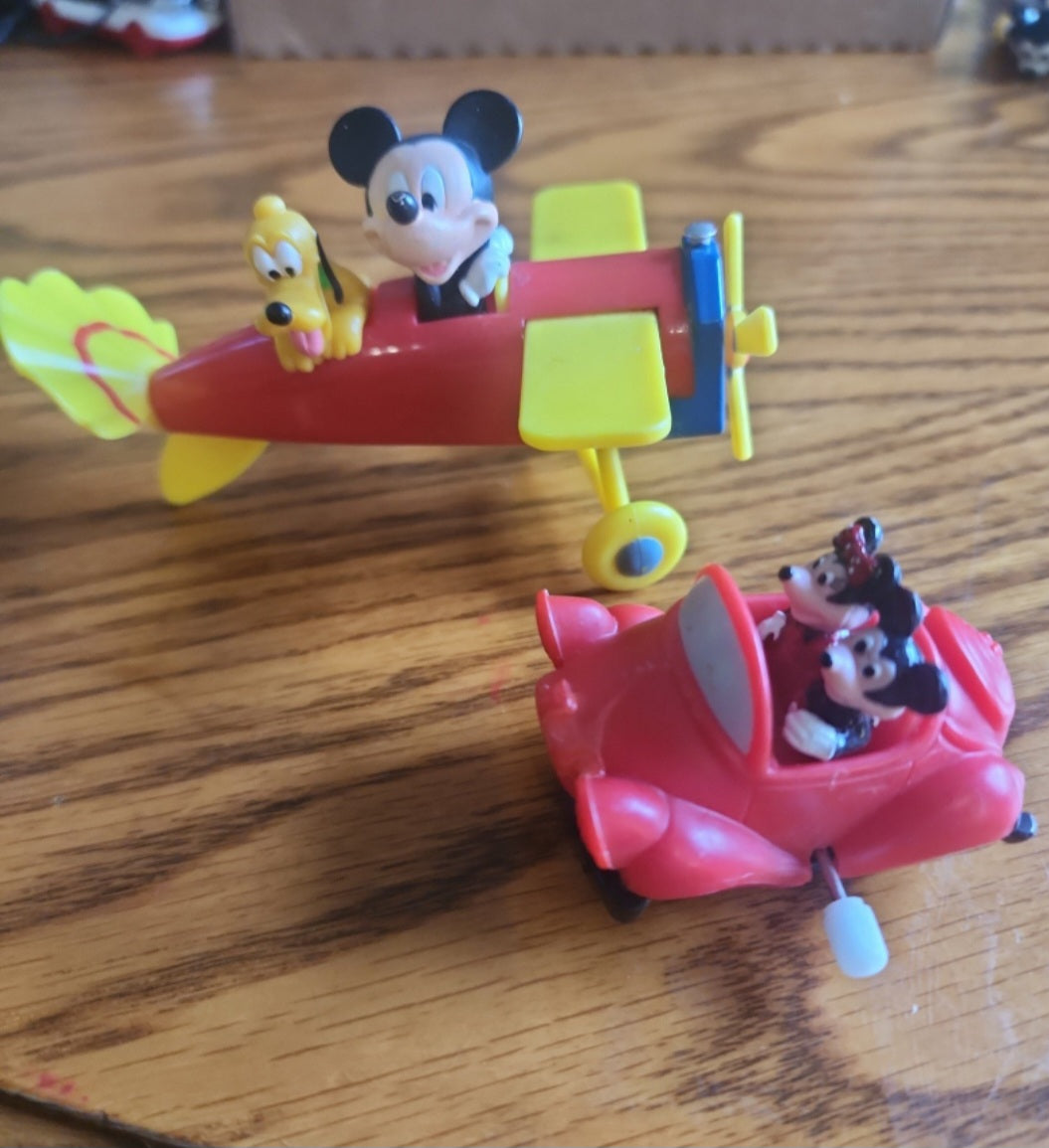 Disney Mickey Mouse and Pluto Airplane  & MICKEY & MINNIE wind up car