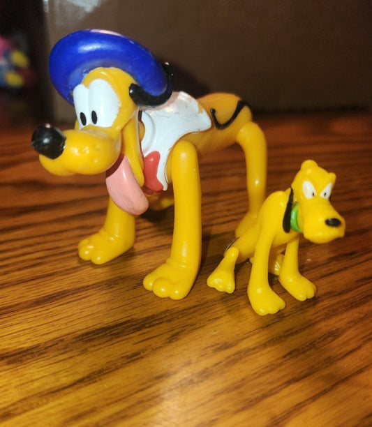 Disney Pluto Dog Toy French Hat Jointed 3.5" Collectible PVC