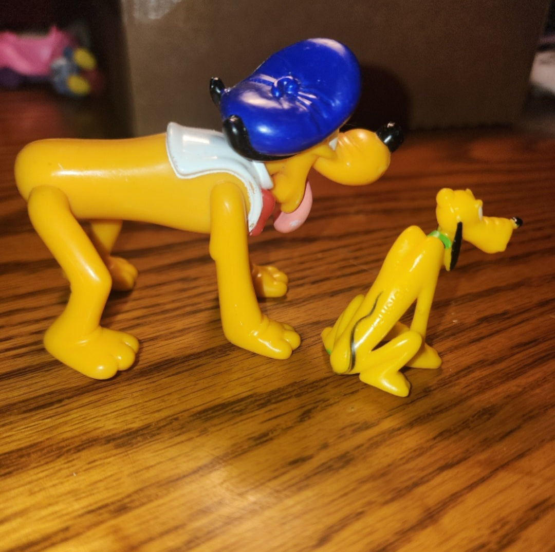 Disney Pluto Dog Toy French Hat Jointed 3.5" Collectible PVC