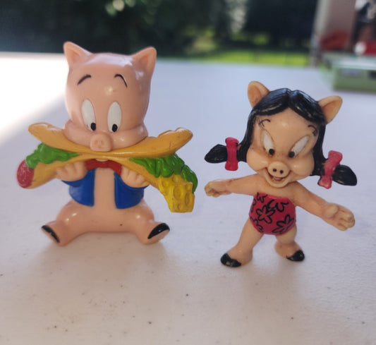 Vintage Porky Pig and Petunia Pig PVC Figures