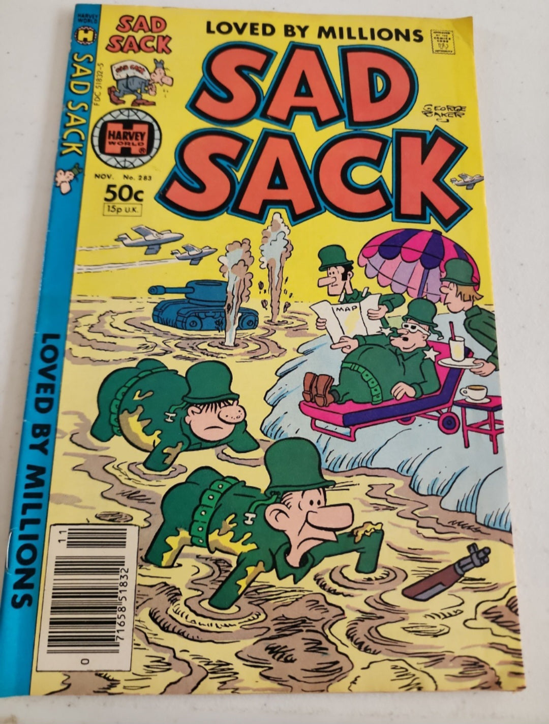 Sad Sack #283 (Nov 1981) Harvey Comics featuring Sarge on beach