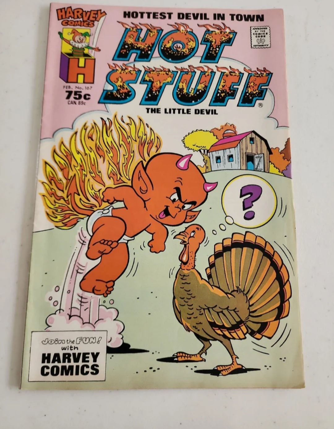 Hot Stuff Harvey the Little Devil Comics featuring a Turkey on cover  #167 1987