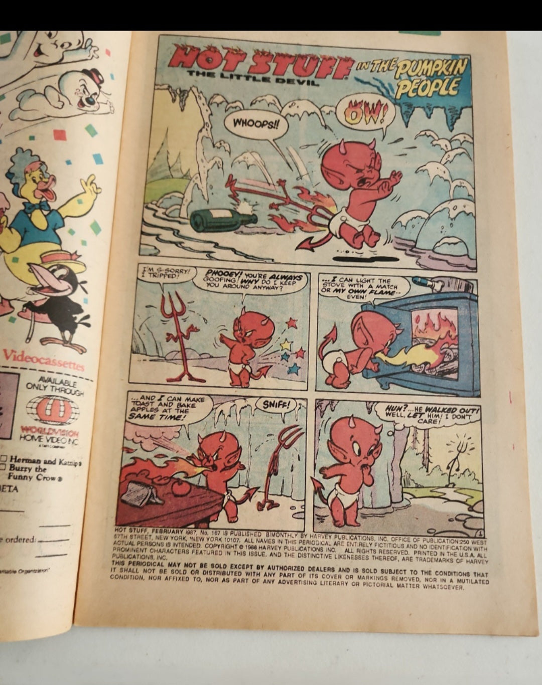 Hot Stuff Harvey the Little Devil Comics featuring a Turkey on cover  #167 1987