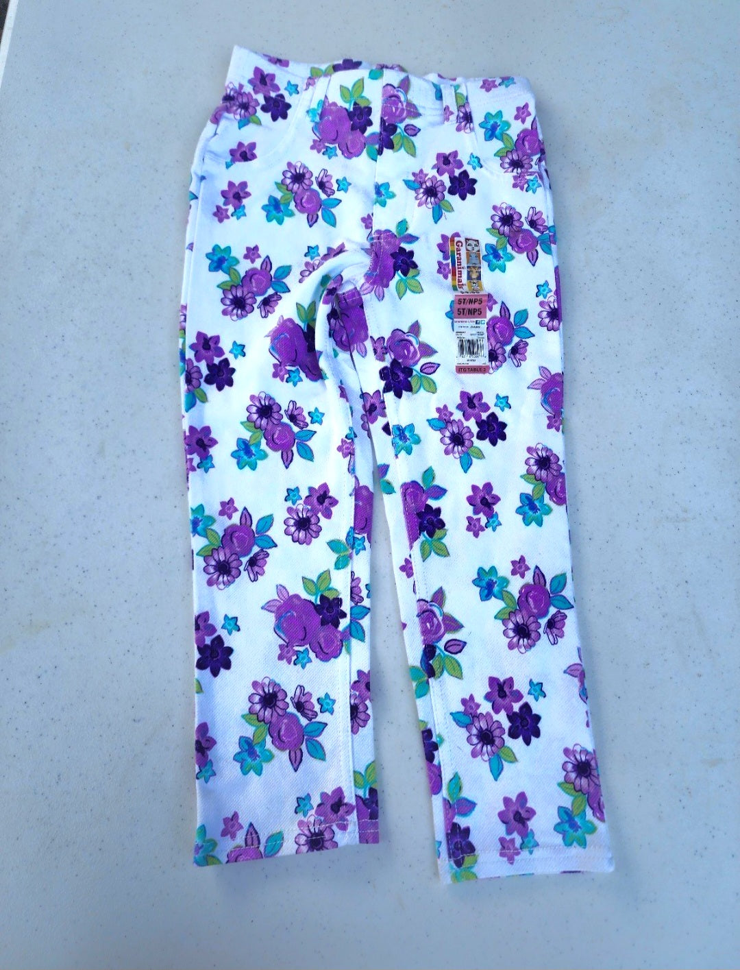 Girls Garanimals Pants Printed Jeggings Purple white 5T