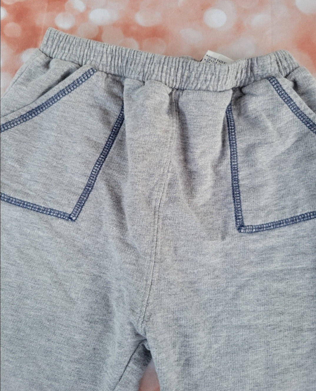 Boys First Impression gray pants blue trim 24m