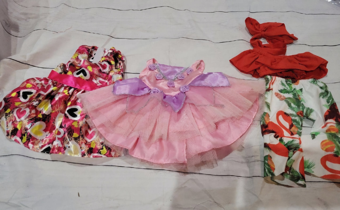 16" Doll Clothes 2 Dresses, pants, top, and Ribbon