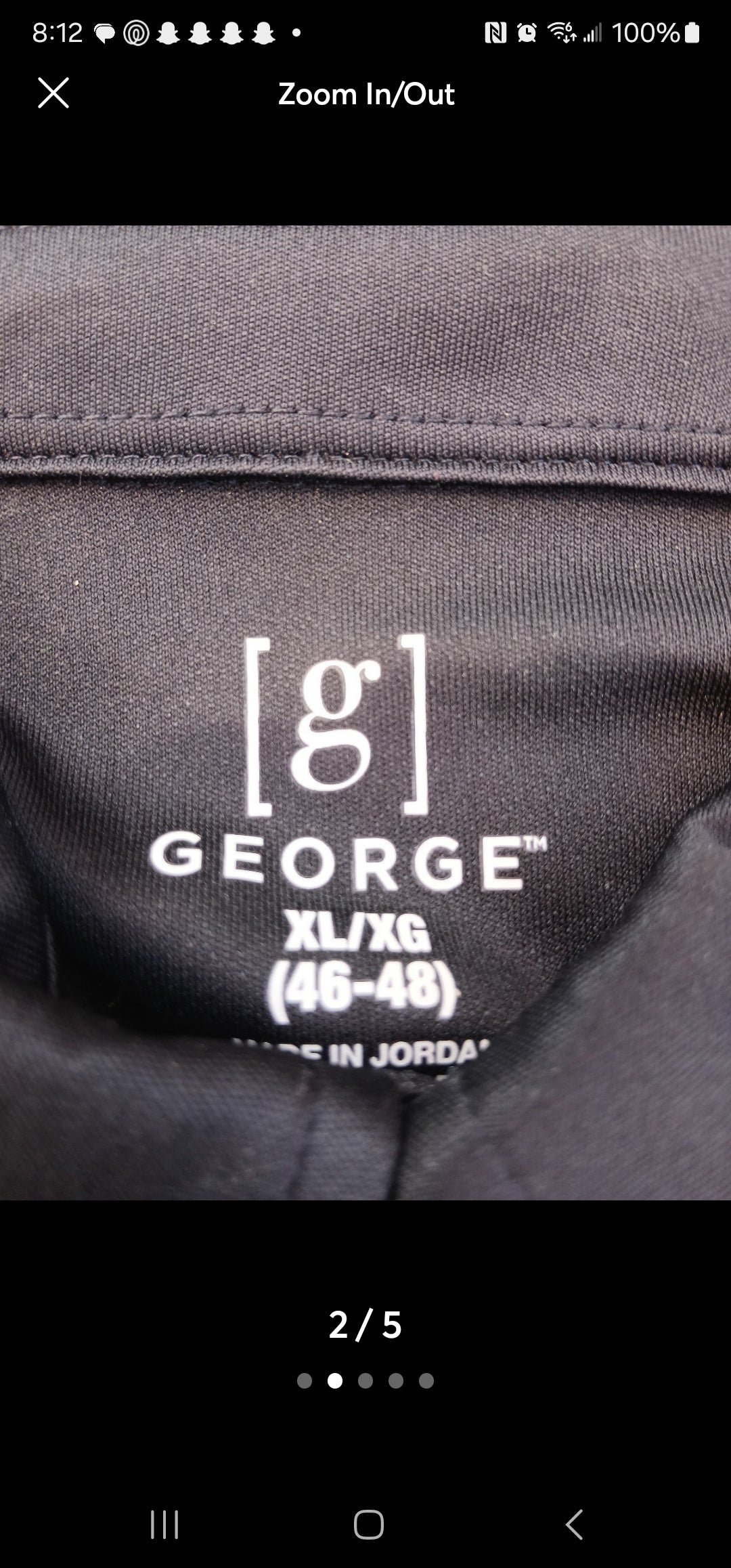 George Men's Performance Polo Shirt XL Black Moisture Wicking