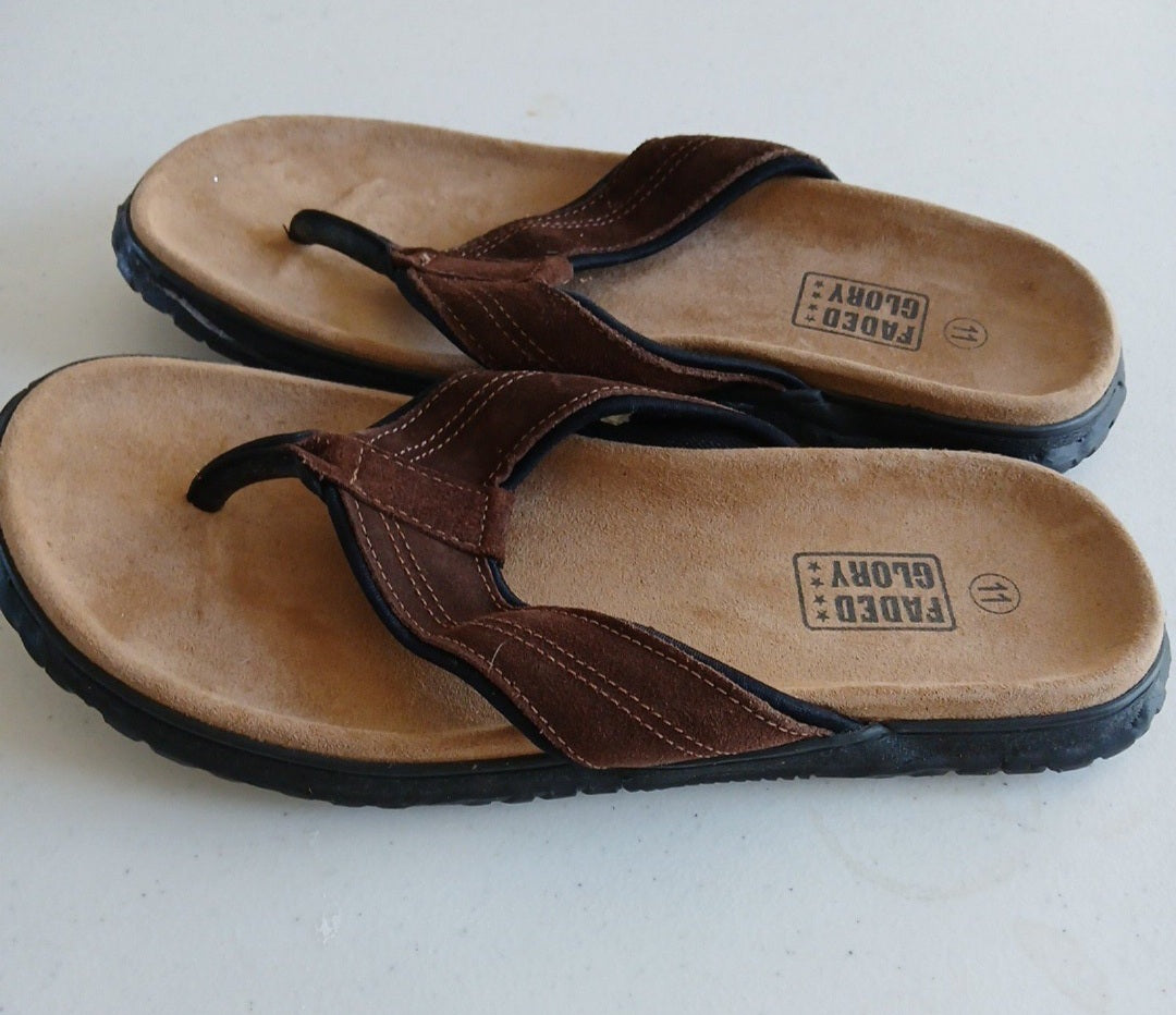 Faded Glory ~ Size 11 ~ Suede Upper ~ Men's Flip Flops Feb20_06:20