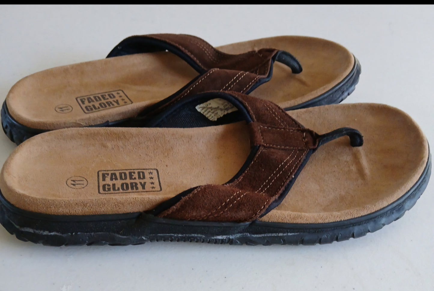 Faded Glory ~ Size 11 ~ Suede Upper ~ Men's Flip Flops Feb20_06:20