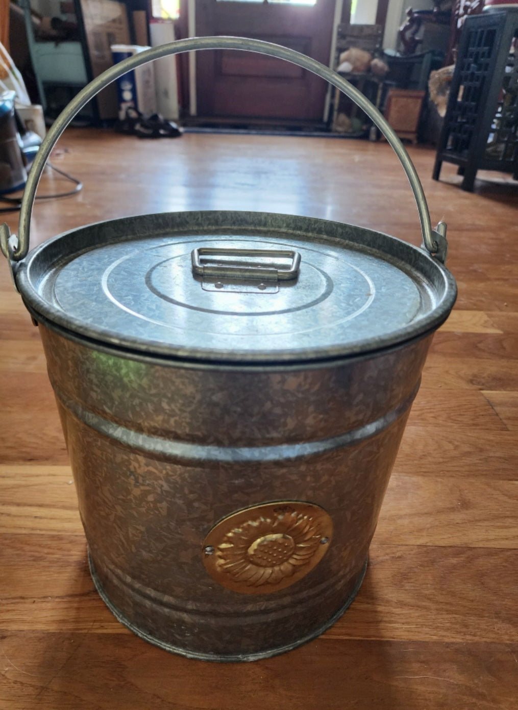 Galvanized metal ice bucket Lunch pail with lid