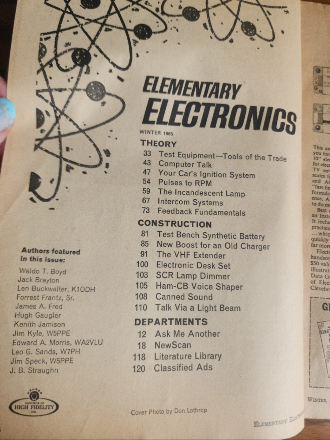 Elementary Electronics Winter 1965 Build an $8 Transistor Tachometer