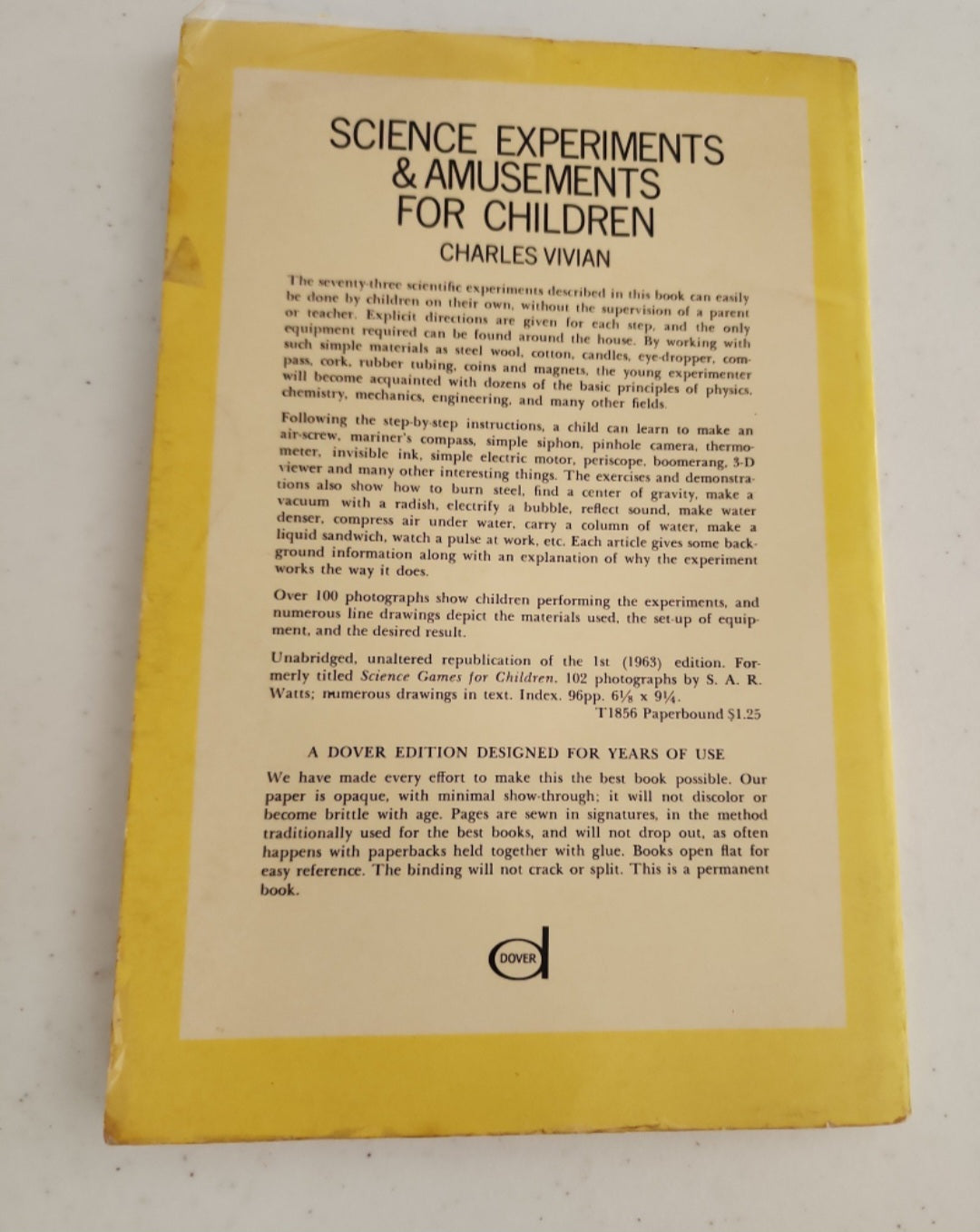 Science Experiments and Amusements for Children : 73 Easy Experiments 1963