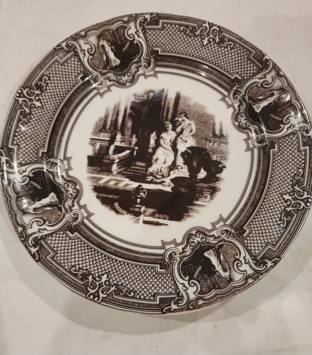 Two’s Company Brown Transferware Women & Urns Wall Hanging Plate