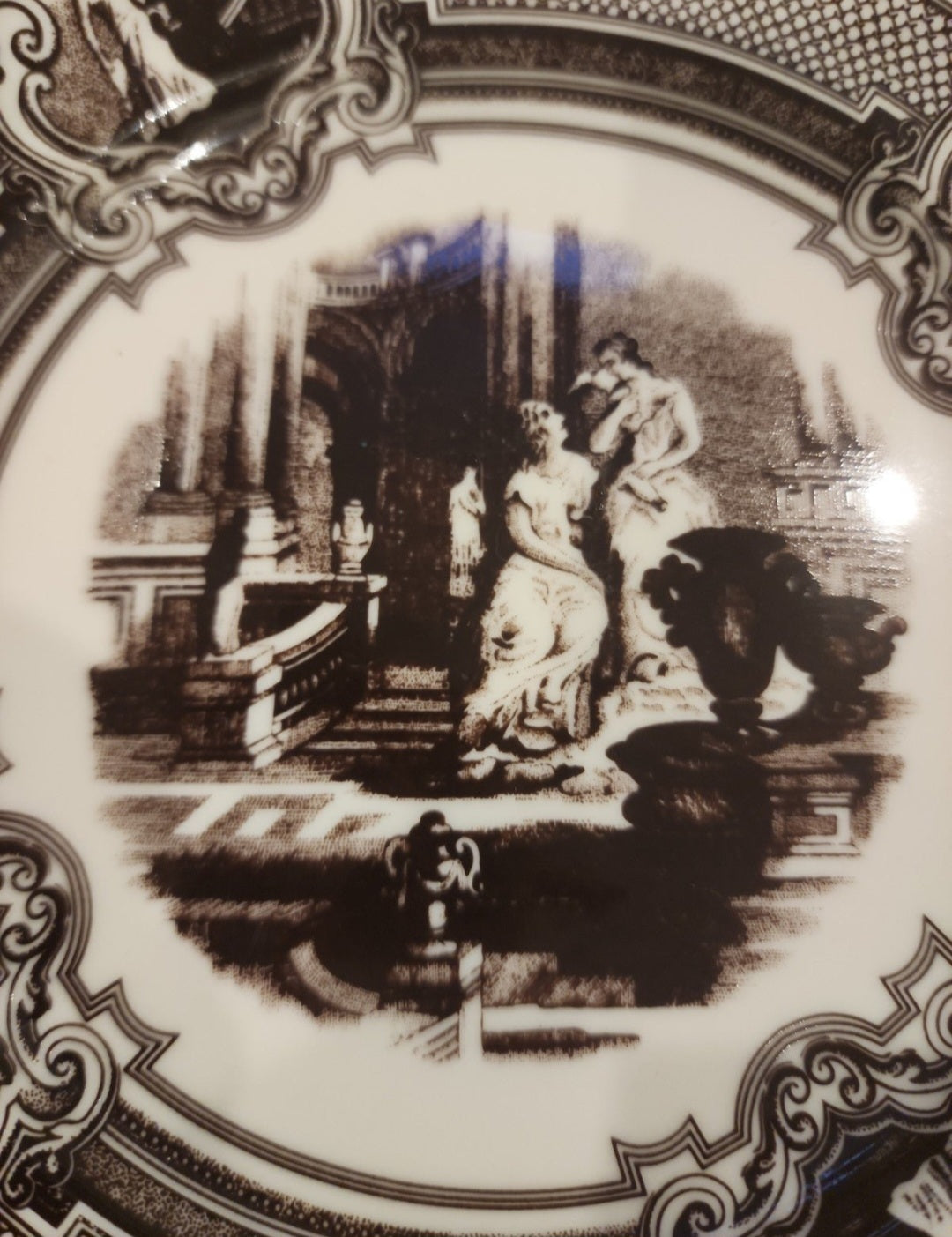 Two’s Company Brown Transferware Women & Urns Wall Hanging Plate