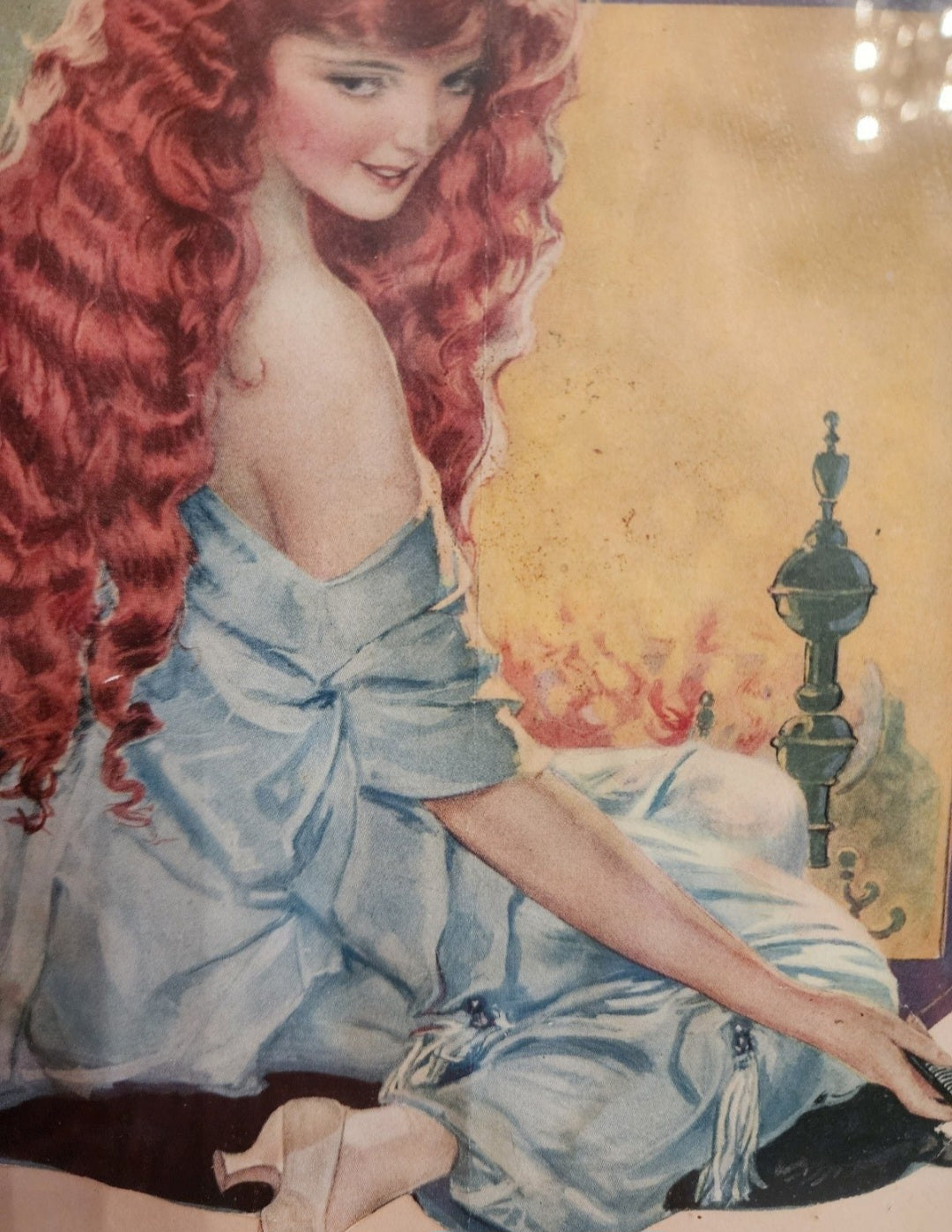 1930's Framed Shampoo Advertisement Red Head