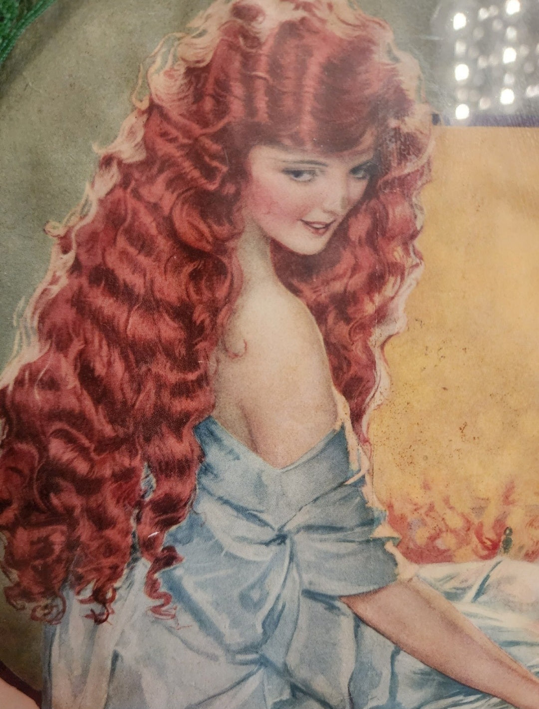 1930's Framed Shampoo Advertisement Red Head