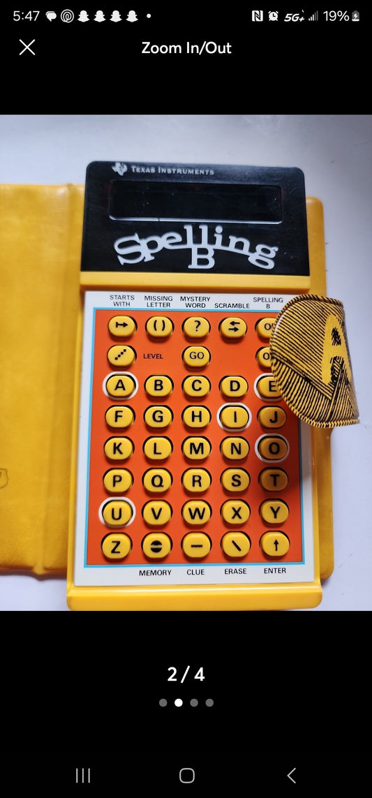Vintage Texas Instruments Spelling B Spelling Bee Calculator & Book in Case