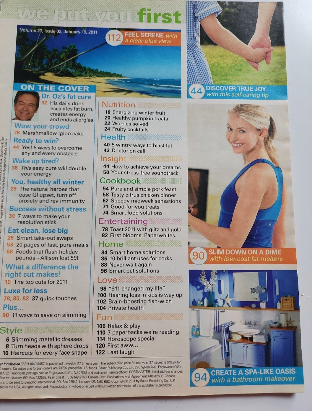 First for Women Magazine January  10, 2011 Dr. Oz's Fat Cure