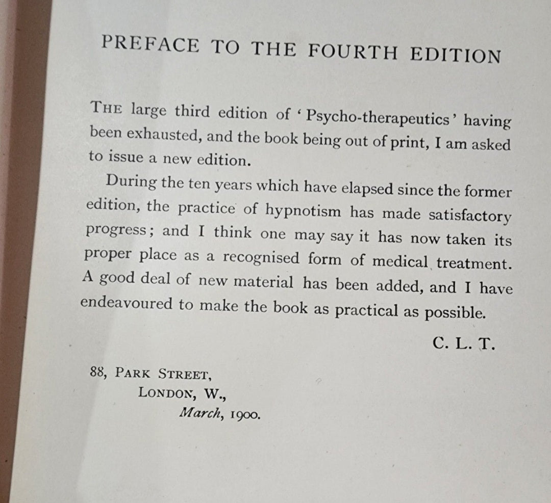 Treatment by Hypnotism & Suggestion Psycho-Therapeutics 4th Edition Lloyd Tuckey