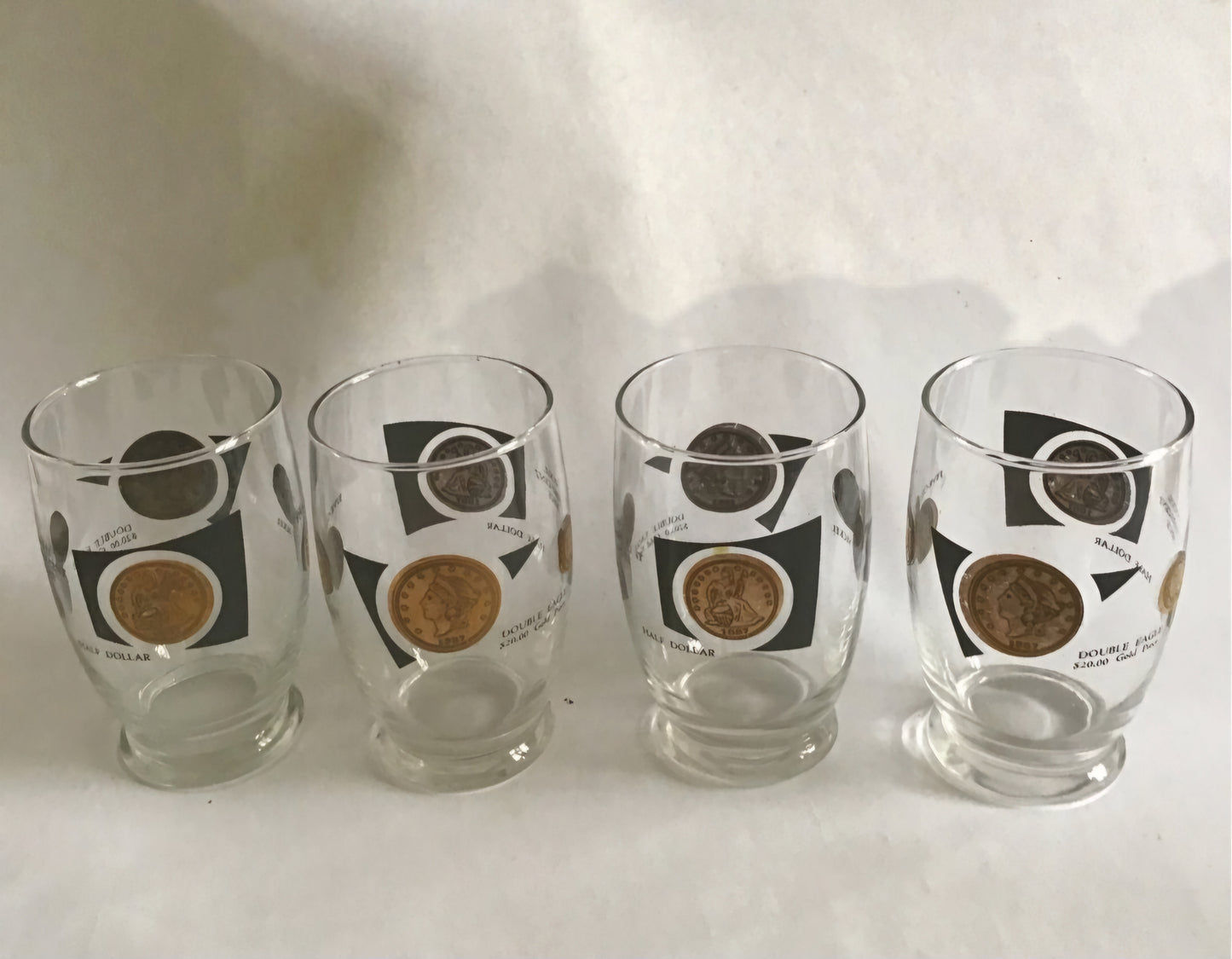 Midcentury Cocktail Glasses W 1/2 dollar