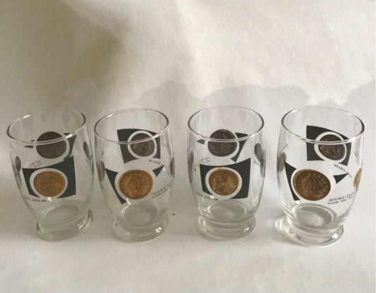 Midcentury Cocktail Glasses W 1/2 dollar