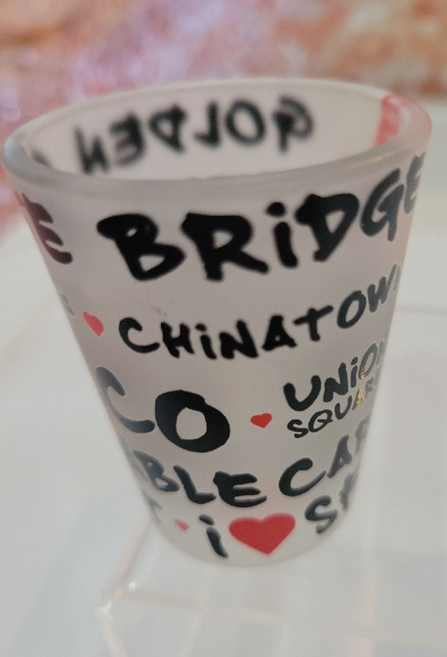 Frosted Shot Glass San Francisco Lombard St  Alcatraz