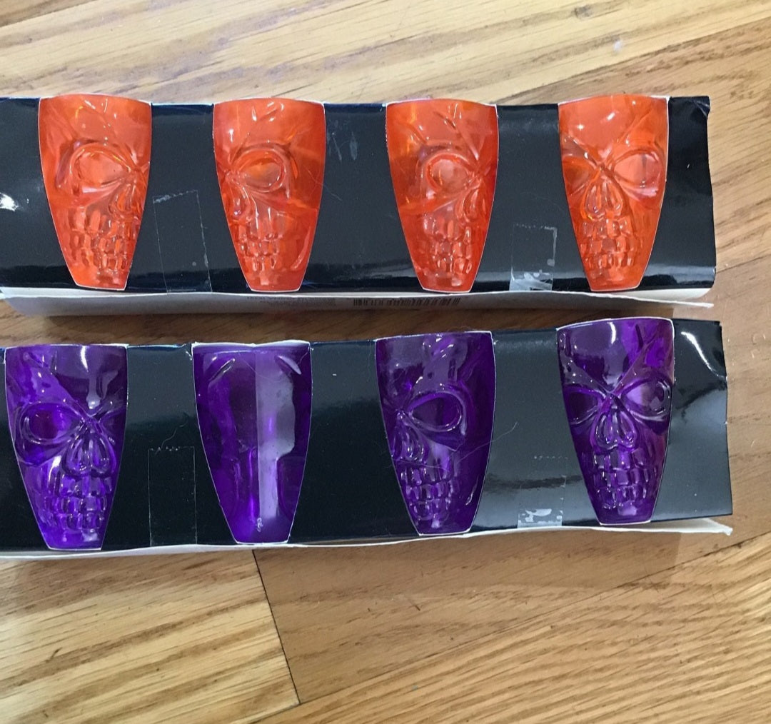 8 Skull shot glasses orange and purple