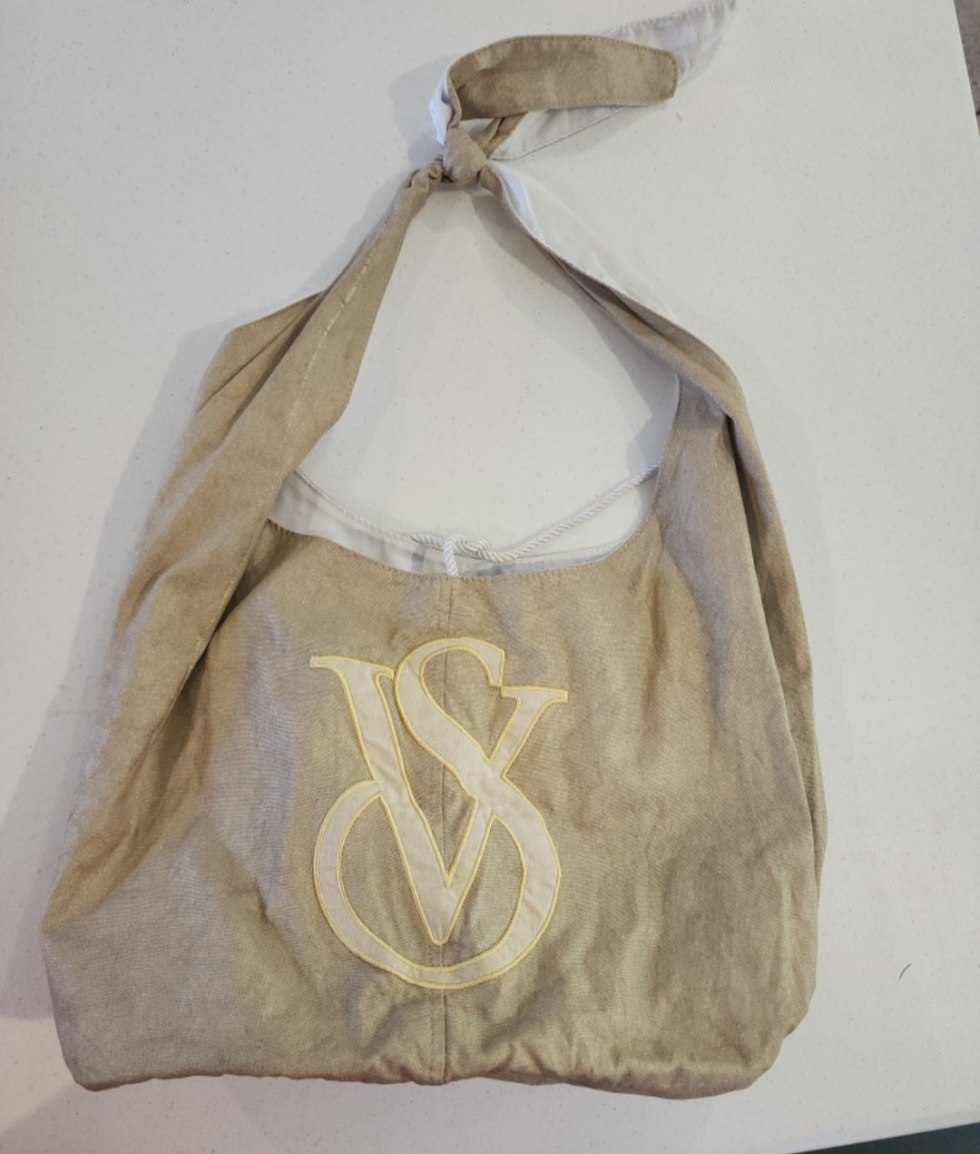 Gold Victoria Secret Tote, White inside