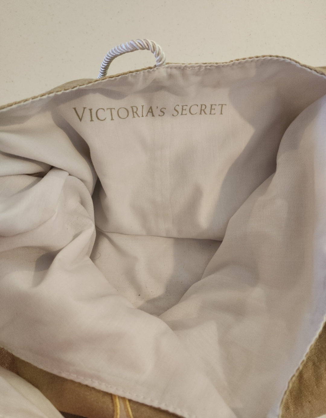 Gold Victoria Secret Tote, White inside