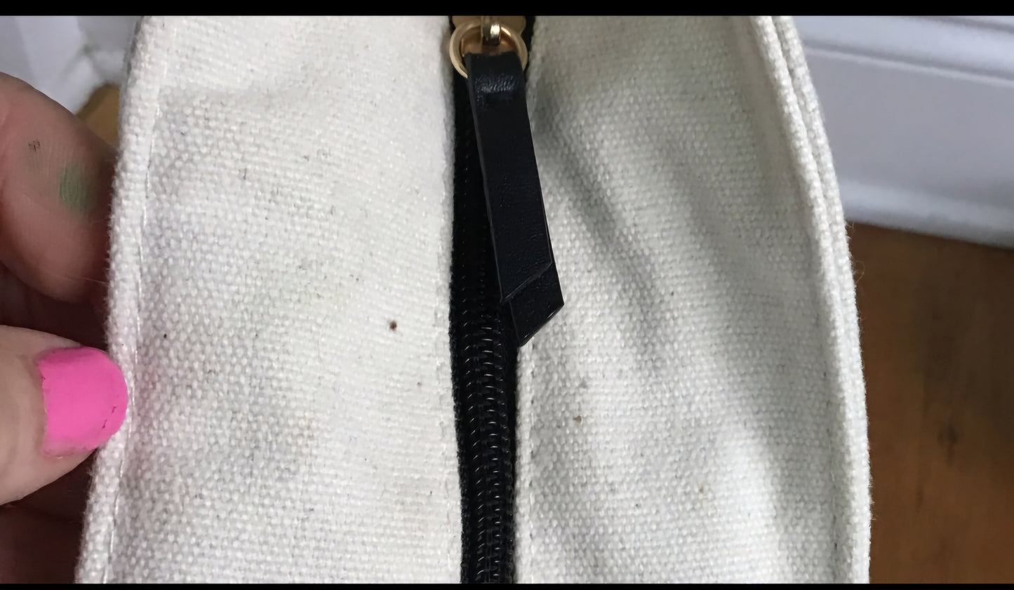 Victoria Secret Canvas Tote w Gold glitttery accent