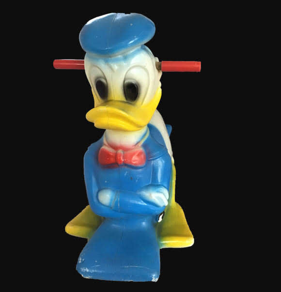 Vintage Rare Disney Donald Blow Mold Duck Toy Rocker