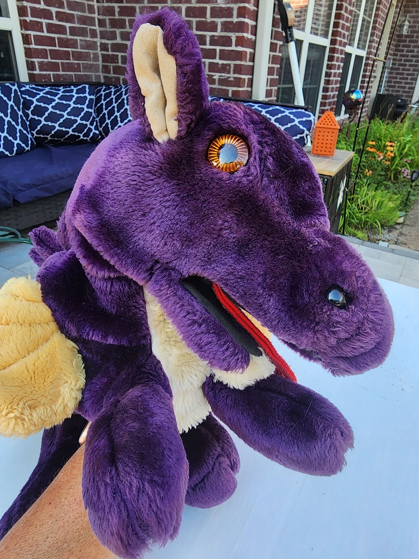 Lucy’s Toys Magnificent Dragon Hand Puppet Purple Gold Vintage - Plush  aprox. 25" Large