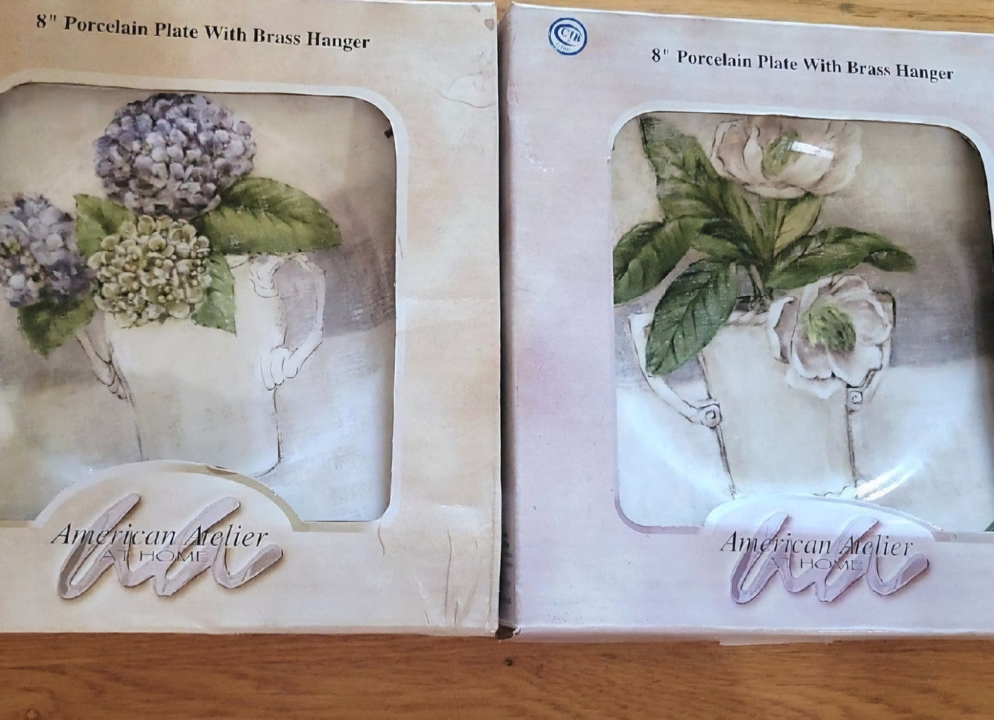 American Atelier 8" Plate Decor with brass hangers new in box