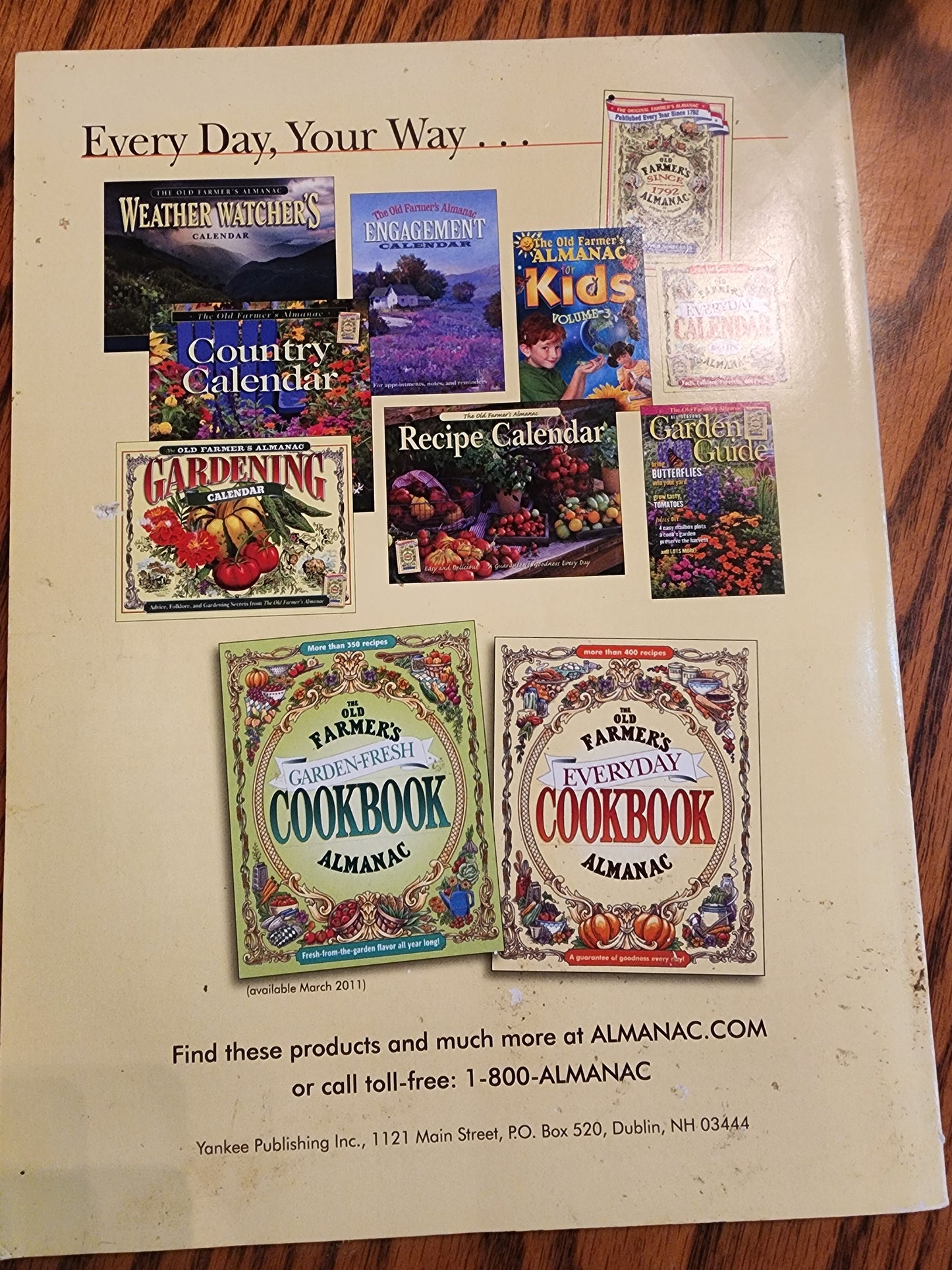 THE OLD FARMER'S ALMANAC EVERYDAY RECIPES 2010 softcover Book