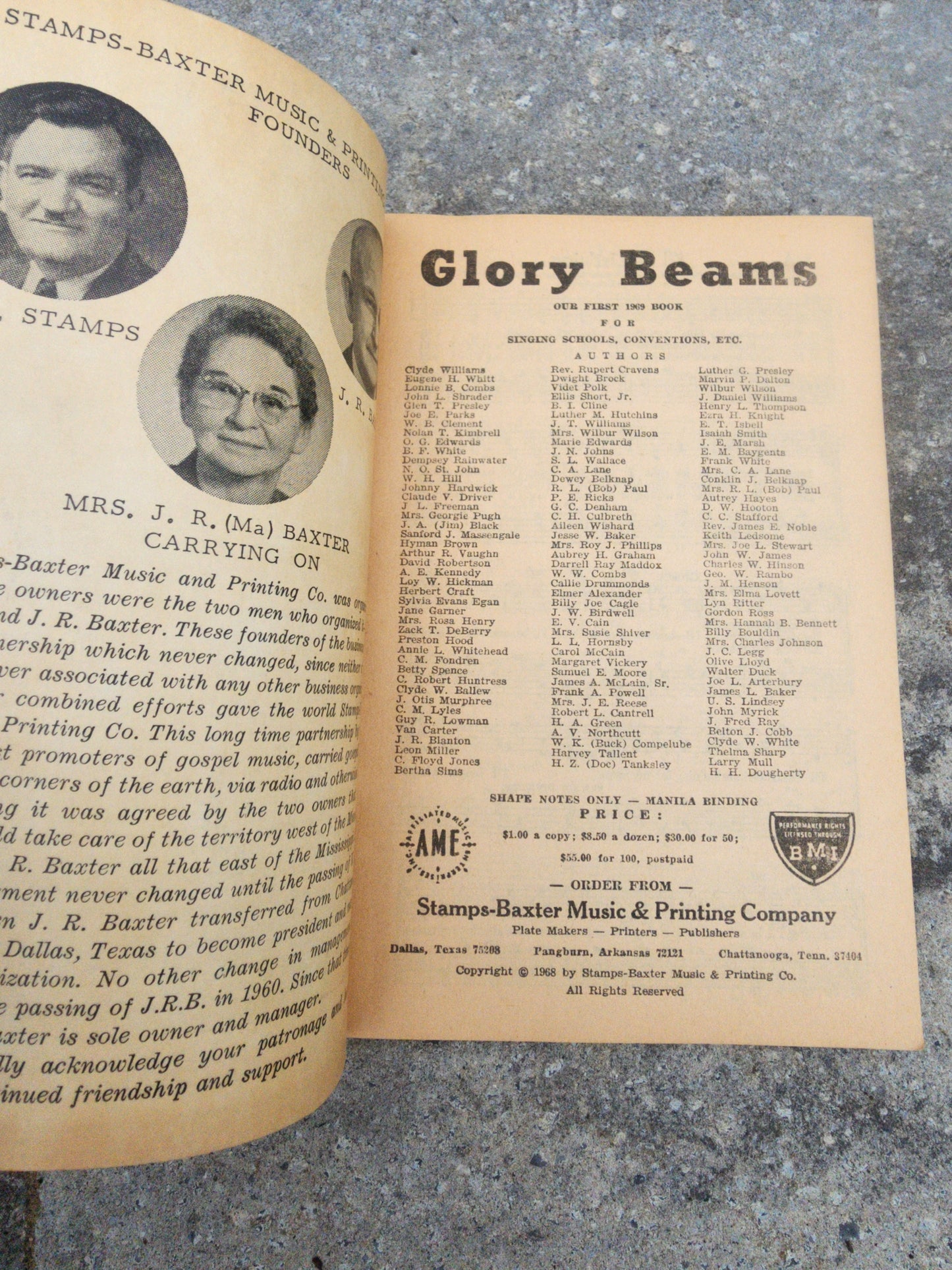 Glory Beams hymnal book 1968 softcover