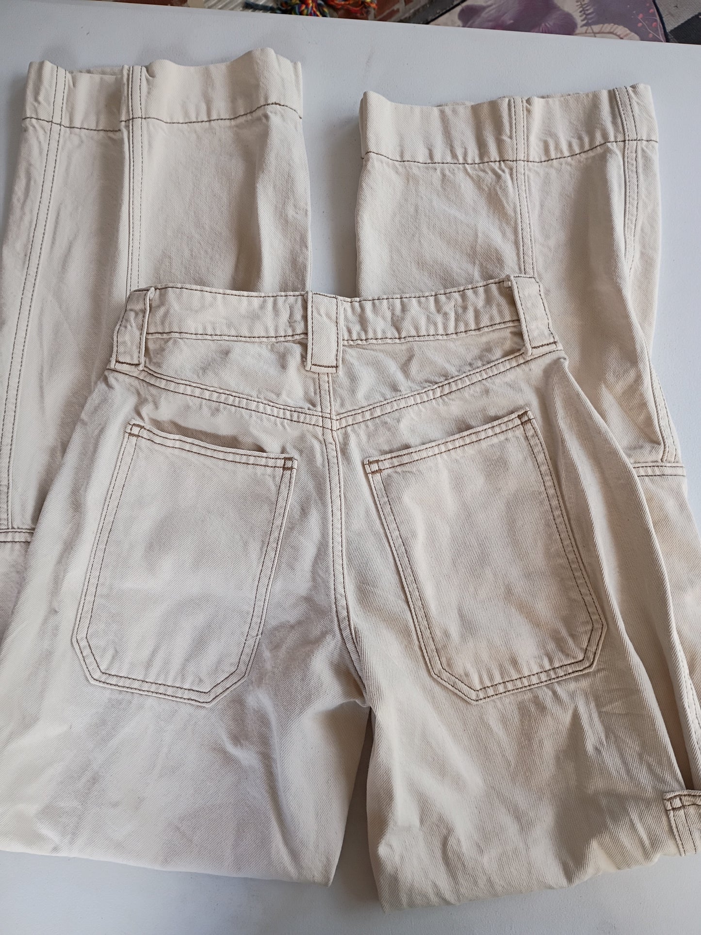 Wild Fable Cream high rise cargo jeans wide legs