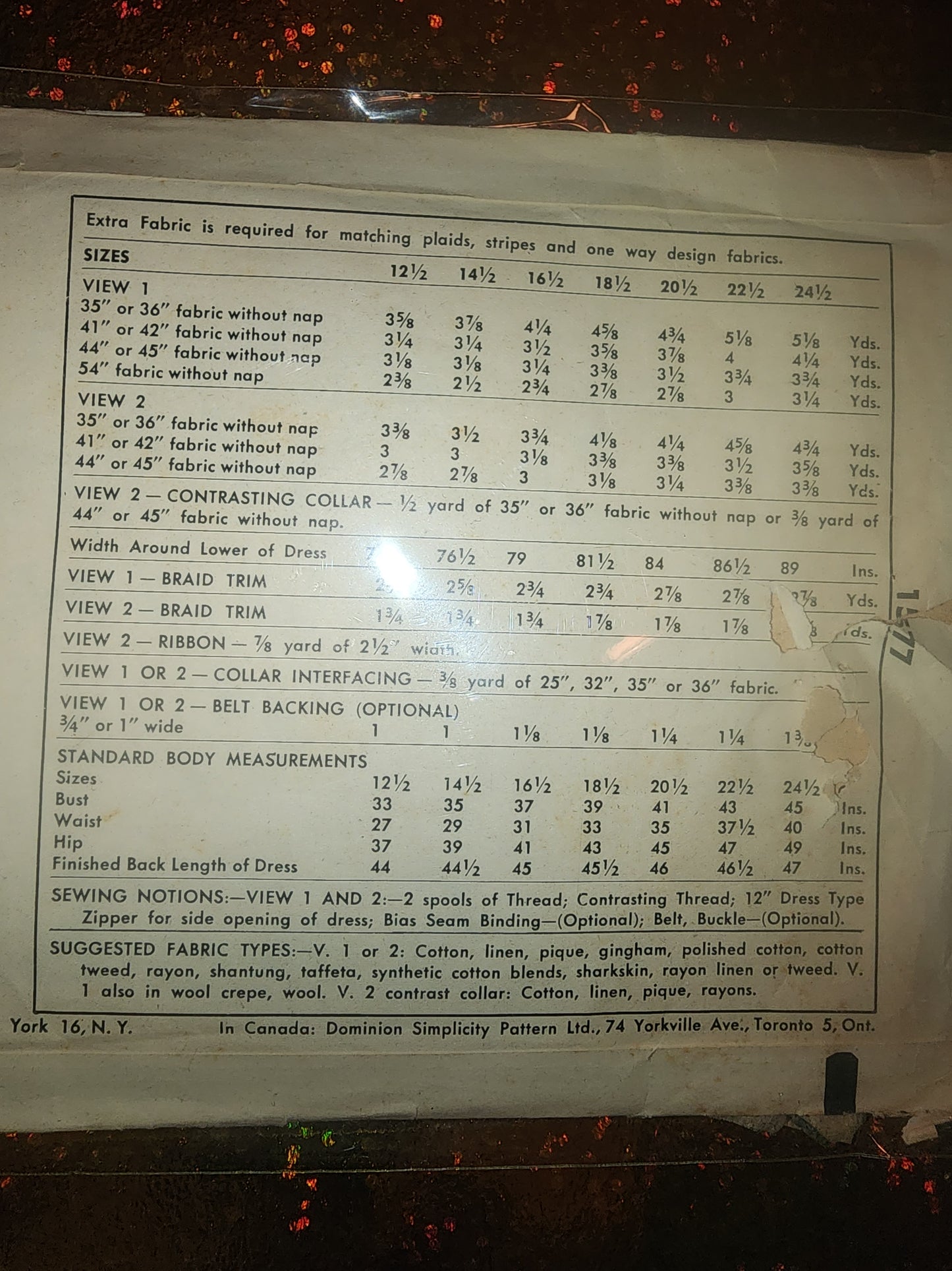 Vintage Simplicity Pattern 1577 size 12.5  complete cut pattern bust 33, waist 27