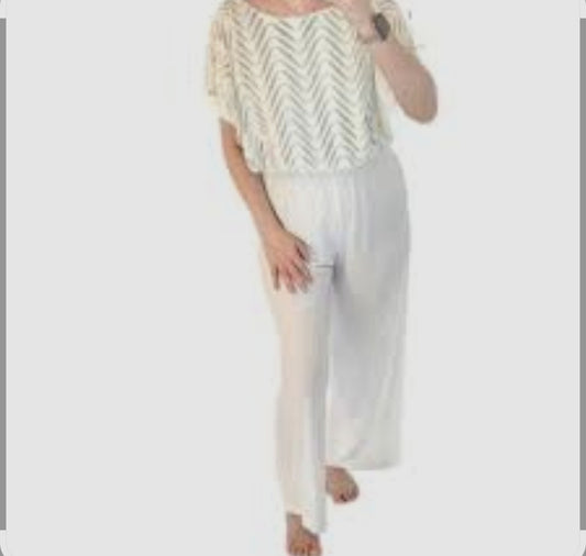 Emma & Michele Pants Jumpsuit For Women M Ivory