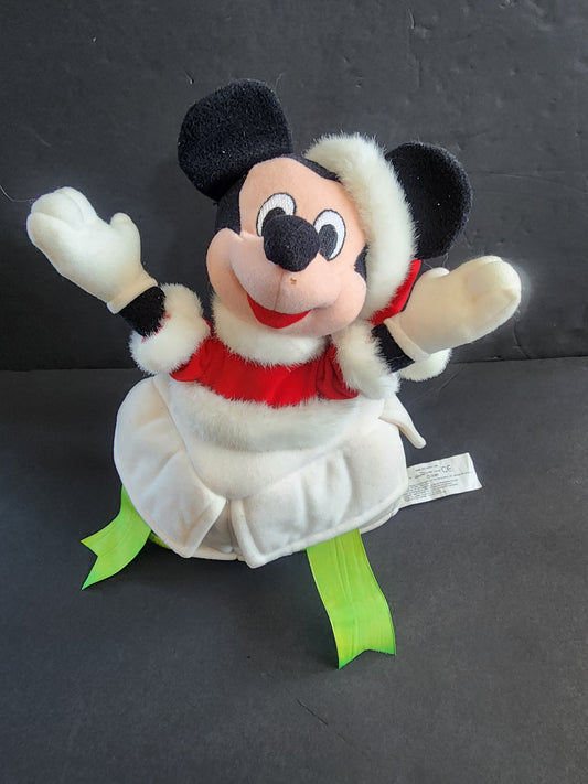 Disney Mickey Mouse Present Christmas Tree Topper Plush Toy Holiday Santa Decor