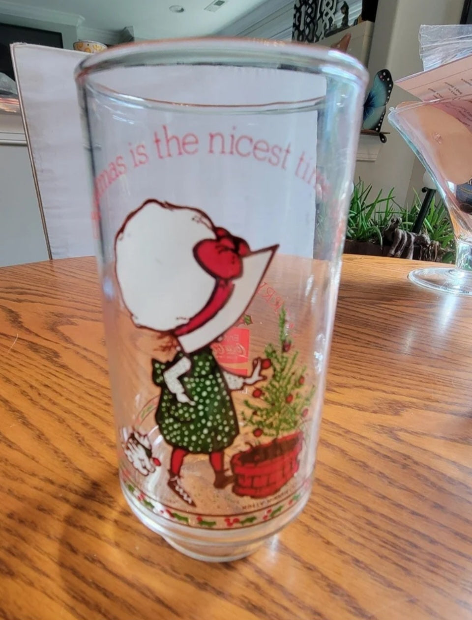 Vintage Holly Hobbie  Christmas Glasses Coca Cola set of 3