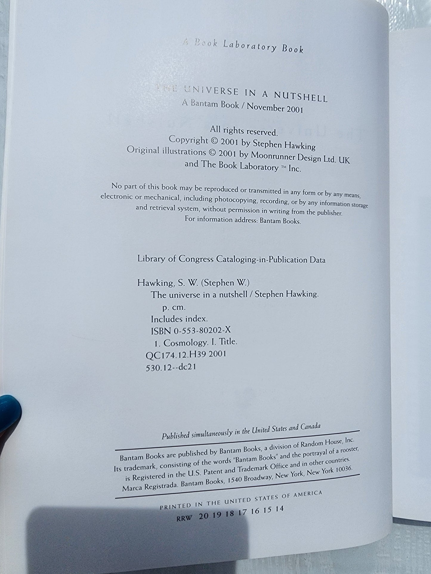 The Universe in a Nutshell Hardcover Book by Stephen Hawking 2001