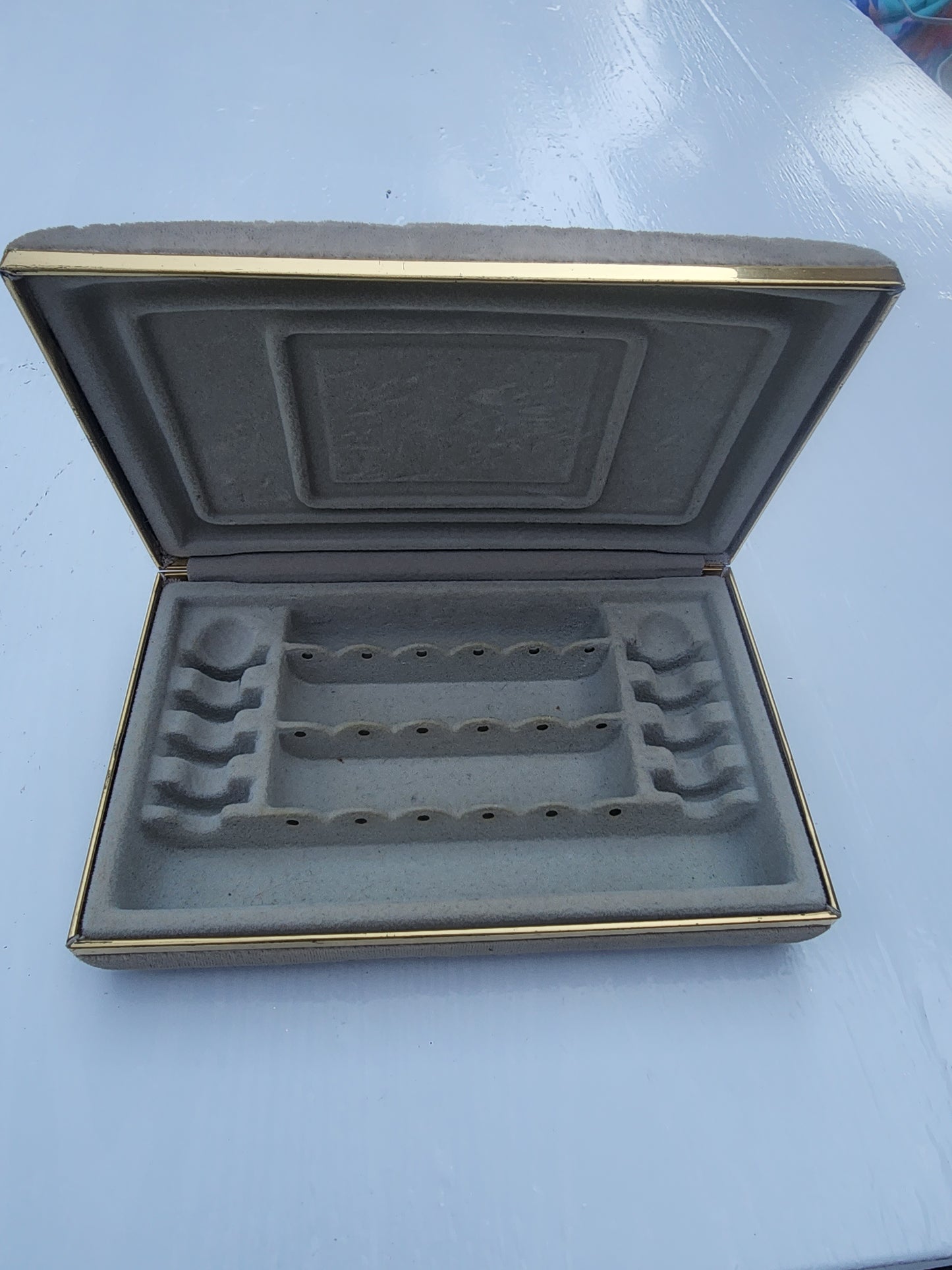 Vintage Mele Style Gray Velvet Jewelry Box - Rings, Earrings, Necklace Storage