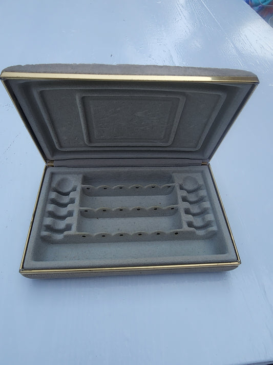 Vintage Mele Style Gray Velvet Jewelry Box - Rings, Earrings, Necklace Storage